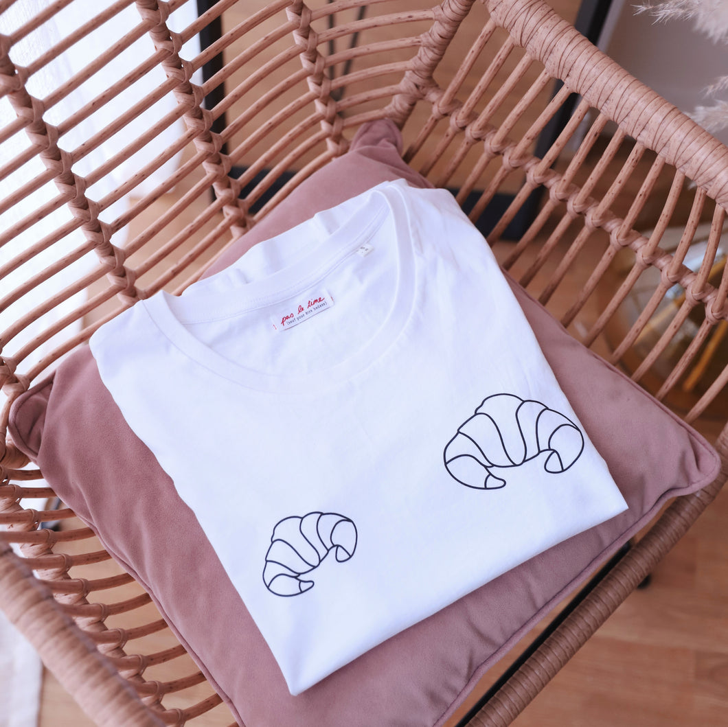 T-shirt Croissants (Blanc) - Modèle Paris - Coton Bio