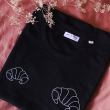 Charger l&#39;image dans la galerie, T-shirt Croissants (Noir) - Modèle Paris - Coton Bio
