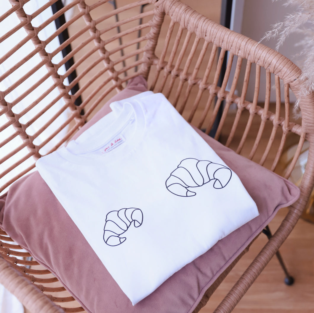 T-shirt Croissants (Blanc) - Modèle Madrid - Coton Bio