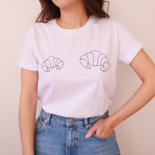 Charger l&#39;image dans la galerie, T-shirt Croissants (Blanc) - Modèle Madrid - Coton Bio
